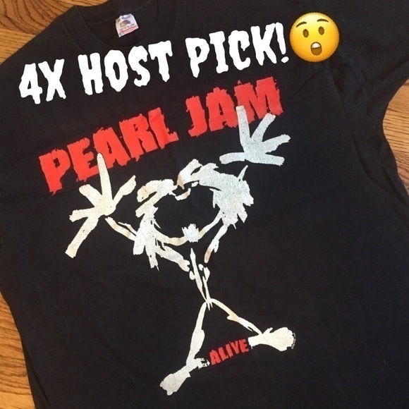 1993 Vintage Men’s Women’s Black Pearl Jam Band Alive Stickman Cotton Tee Sz XL - Picture 15 of 16